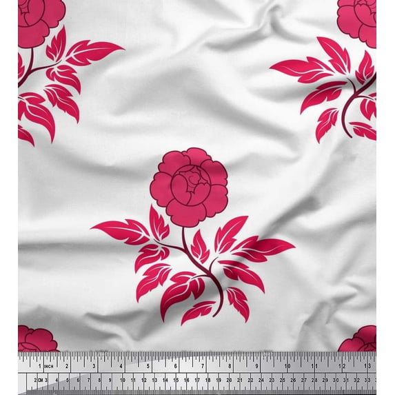 Soimoi Rayon Fabric Leaves & Floral Artistic Print Fabric by the Yard 56 Inch Wide