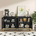 thumbnail image 3 of Fluted Sideboard Buffet Cabinet with Storage, Modern 4 Door Fluted Credenza Accent Cabinet Buffet Cabinet with Adjustable Shelves, Bar Cabinet Cupboard for Home & Kitchen Dining Room, 3 of 7