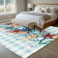 thumbnail image 5 of Summer Beach Washable Living Room Rugs 5'x8', Starfish Shell Coral Coastal Vintage Blue Plaid Low Pile Throw Large Area Rug Non-Slip Sturdy Edge Binding Carpet for Living Room Kitchen Office, 5 of 9