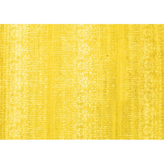 Ahgly Company Machine Washable Indoor Rectangle Abstract Yellow Contemporary Area Rugs, 8' x 12'