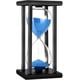 thumbnail image 1 of Temporizador de arena de una hora, soporte de marco negro de madera, reloj de arena, temporizador para oficina, cocina, decoración del hogar (arena azul, 60 min), 1 of 4