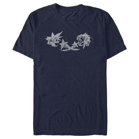 Men's Kingdom Hearts 1 Sora and Kairi Doodle Graphic Tee Navy Blue Large