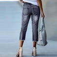 thumbnail image 4 of Women's High Waist Cropped Jeans with Raw Hem Stretch Denim Slim Fit Casual Pants for Everyday Wear, 4 of 4