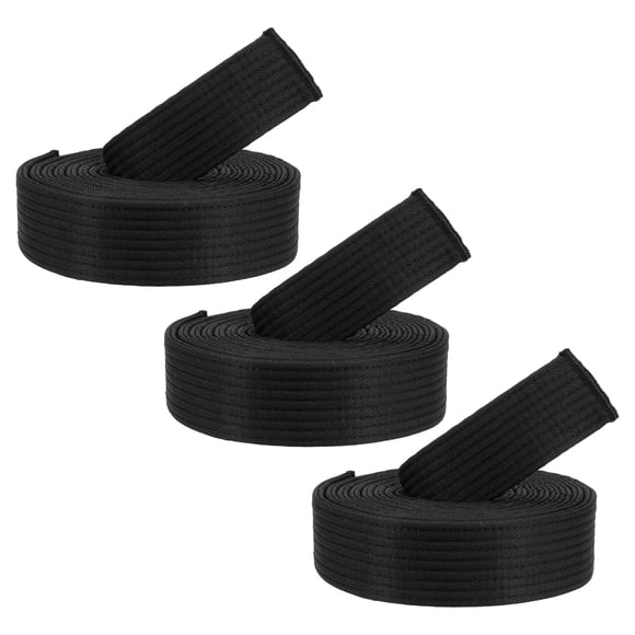 Unique Bargains 8.5FT Taekwondo Colored Ranking Belts, Polyester / Cotton Men Women Pro for Competition, Black 3 Pack