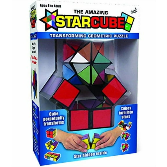 California Creations The Amazing Star Cube: 2 Piece Transforming Geometric Puzzle - Solve The Cube To Find The Hidden Star
