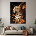 thumbnail image 6 of Mudket Floral Leopard Canvas Wall Art, Leopard with Orange Flowers Print Trendy Wall Decor Framed Ready to Hang for Living Room - 12"L x 8"W, 6 of 10
