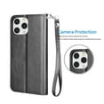 thumbnail image 6 of iPhone 13 Pro Case, iPhone 13 Pro Wallet Case, iPhone 13 Pro PU Leather Case, Njjex [Kickstand] Luxury PU Leather Wallet Case Flip Folio Cover [Card Slots] [Wrist Strap] -Black, 6 of 8