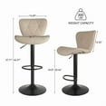 thumbnail image 3 of Hawsaiy Modern Bar Stools Set of 2, Adjustable Faux Leather Upholstered Swivel Bar Stools, Counter Height Bar Chairs with Back for Kitchen Island, Khaki, 3 of 6