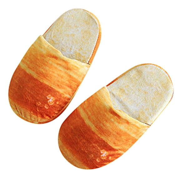 Dvkptbk Slippers Adult Autumn Winter Warm Home Shoes Simulation Bread Memory Foam Sole Slippers Red L
