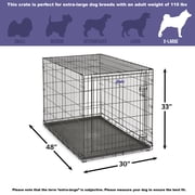 MidWest iCrate for Dogs, Metal, Single Door, Includes Leak-Proof Pan, Floor Protecting Feet, Divider Panel, Foldable, Black, 48 L x 30 W x 33 H