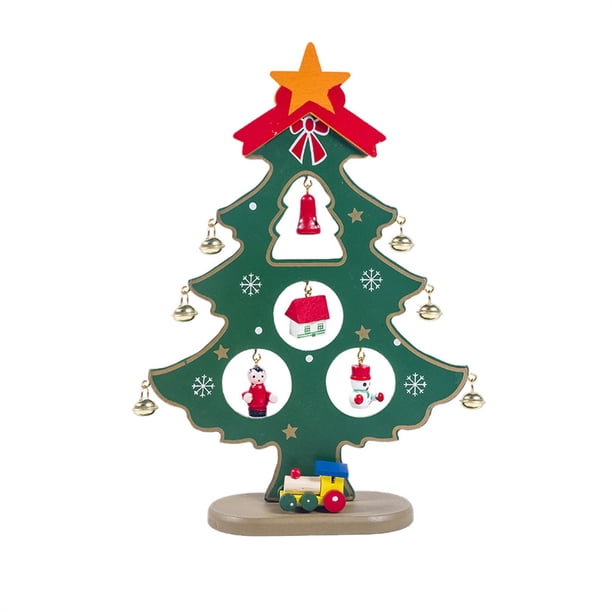Mini árbol de Navidad Fiudx Papá Noel muñeco de nieve columpio de madera decoración de fiesta