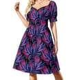 thumbnail image 1 of Pohutukawa - Vestido rosa/azul de manga corta vestidos de noche vestido de mujer vestidos de cóctel vestido, 1 of 7