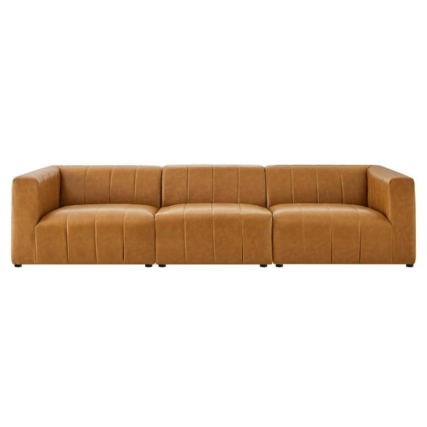 Sofa, Faux Vegan Leather, Tan, Modern Contemporary Urban Design, Living Lounge Room Hotel Lobby