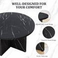 thumbnail image 7 of YOCWO 31.5" Round Coffee Table for Living Room with Wave Base, Mordern MDF Coffee Table for Apartment Small Space with Marble Veneer Finish, Black, 7 of 7