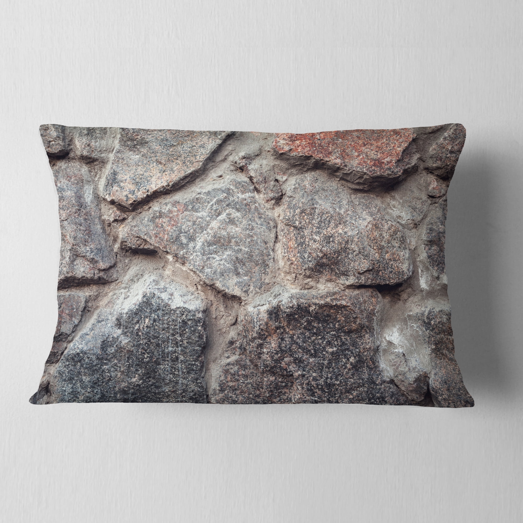 Designart Natural Granite Stone Texture - Landscape Photography Throw Pillow - 12x20