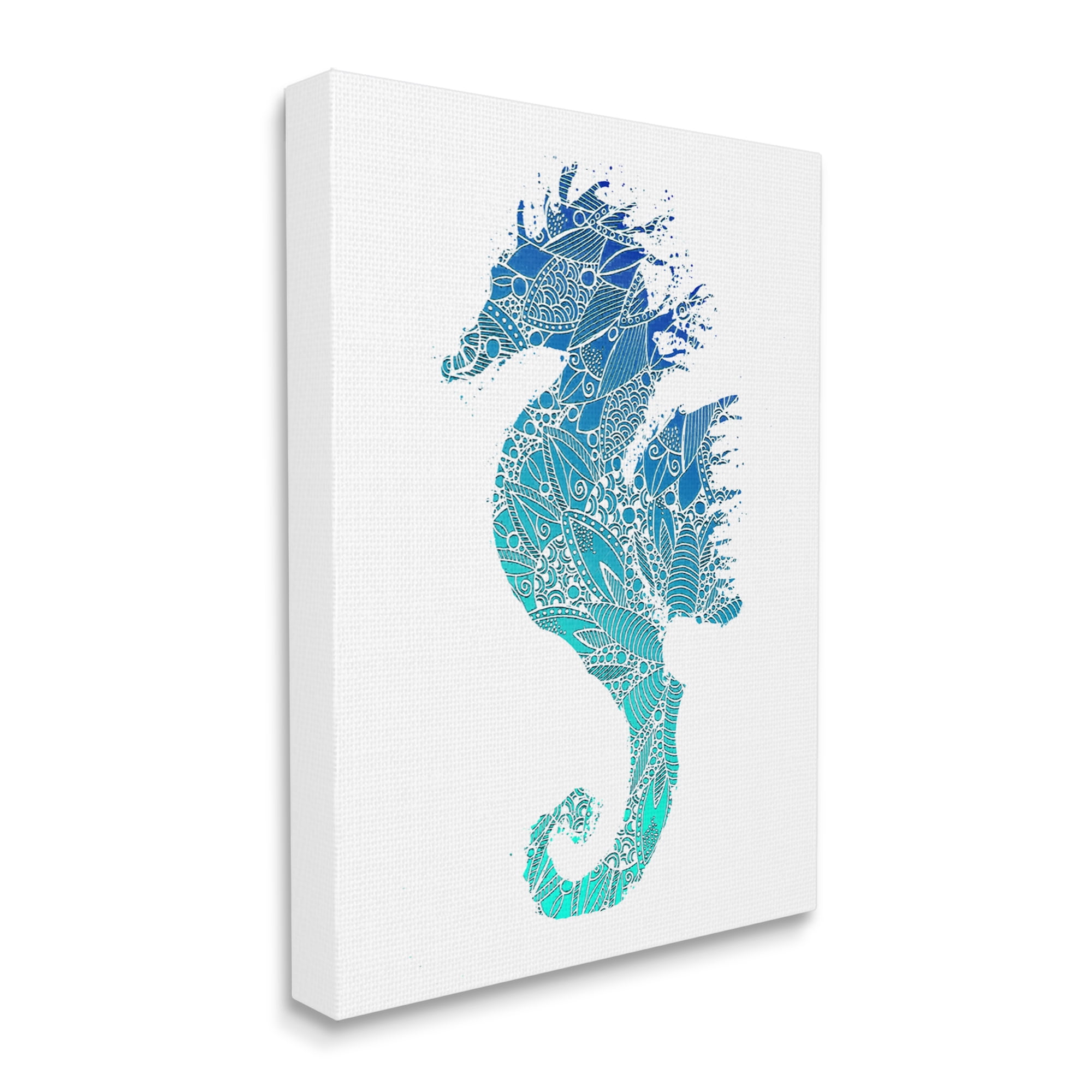 Stupell Industries Fractal Patterned Seahorse Animals & Insects Painting Gallery Wrapped Canvas Print Wall Art, 24 x 30