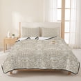 thumbnail image 3 of Twin XL Quilt Set 68''x98'', Beige Damask Lightweight Bedspread Coverlet Set with 2 Pillow Shams, Vintage Country Scroll Floral Patterned Breathable All Season Quilt Bedding for Dorm/Guest Room, 3 of 9