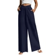 thumbnail image 2 of JUSLIO Womens Pants Linen Elastic Waist with Pockets Fashion Casual Comfort Waist Straight Pants, 2 of 6