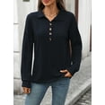 thumbnail image 3 of jinghuiyue Women Polo Shirts Long Sleeve Collared Button down Shirt V Neck Business Casual Pullover Tops M, 3 of 6