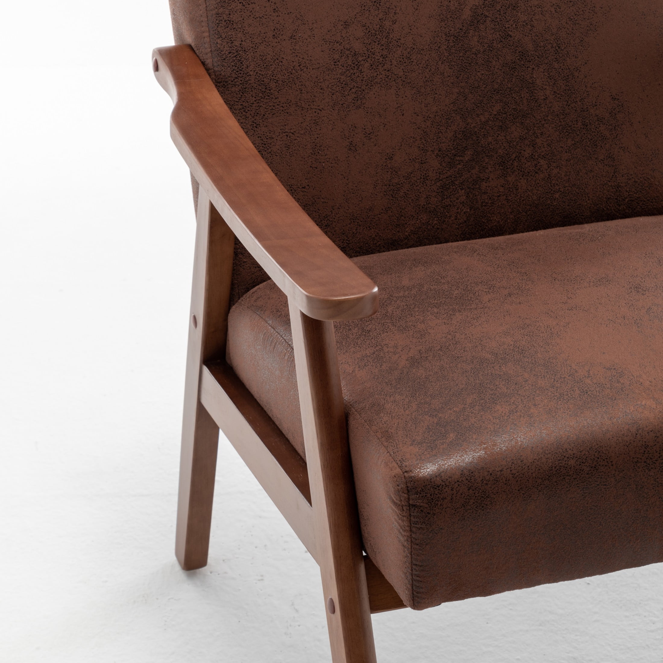 GDF Studio Mid-Century Modern Accent Chair with Microfiber Upholstery & Solid Wood Frame, Light Brown