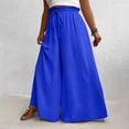 thumbnail image 6 of Oiangi Plus Size Wide Leg Pants for Women Ruffled Elastic Waist Palazzo Pant Casual Flowy Drawstring Basic Trousers for Travel Blue 4XL, 6 of 6