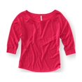thumbnail image 1 of Aeropostale Camiseta gráfica de manga 3/4 metálica para mujer, rosa, mediana, 1 of 1