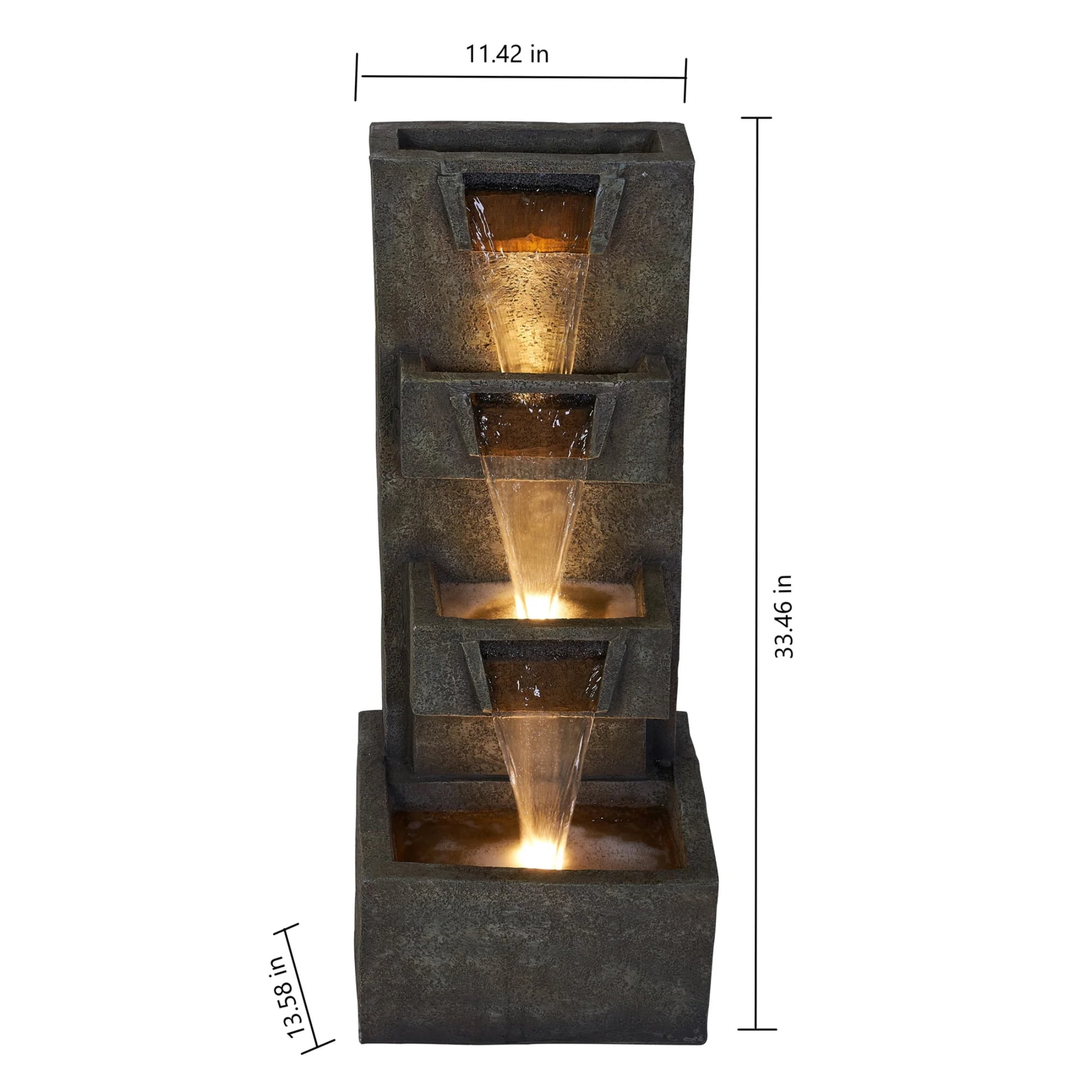 Hi-Line Gifts LED Lighted Multi Level Cascade Outdoor Garden Water Fountain- 34"