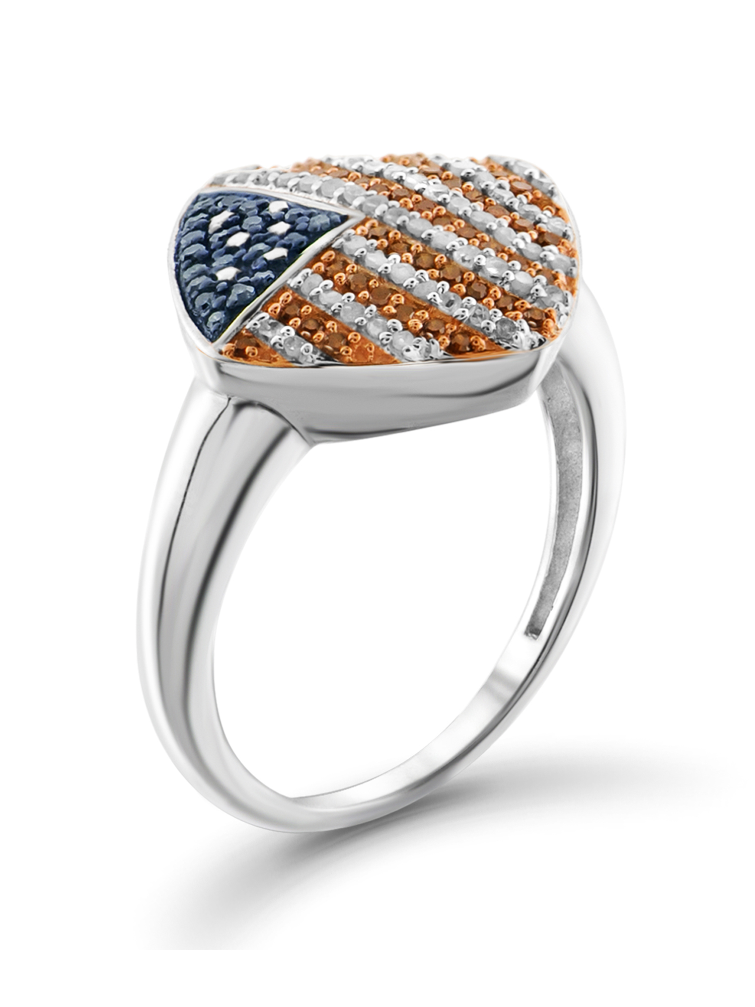 JewelersClub Sterling Silver 1/3 Carat Multi Color Diamond Ring for Women | Diamonds for Everyday Womens Wear
