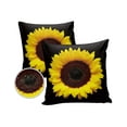 thumbnail image 2 of Outdoor Throw Pillow Cover Farmhouse Blossom Sunflower Close-up Waterproof Cushion Covers 2 Pack Floral Meditation on Black Pillow Cases Home Decoration for Patio Garden Couch Sofa, 2 of 7