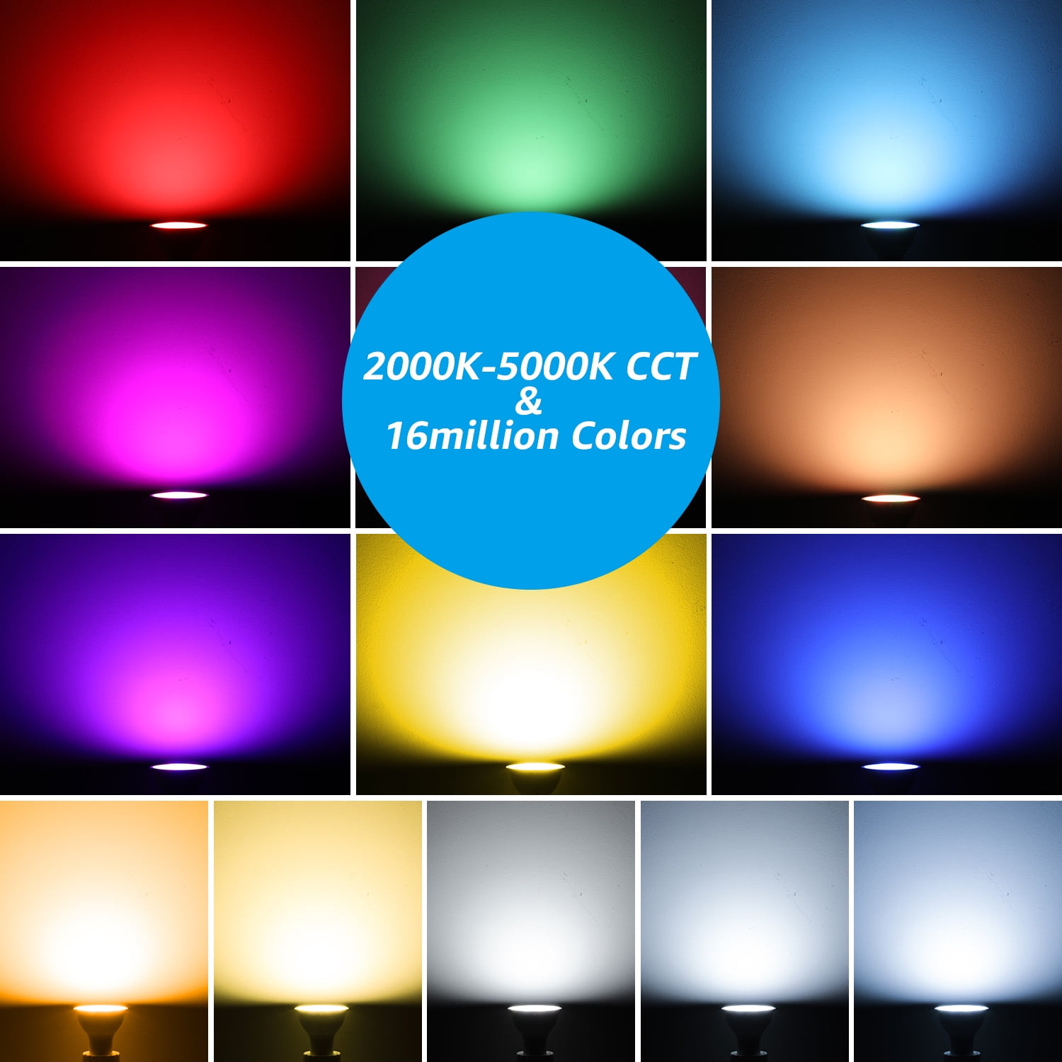 TORCHSTAR 8 Pack GU10 LED Smart Spotlight Bulbs Dimmable, RGB Color Changing, 40W Equivalent