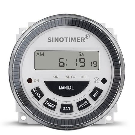 

Aobuchunpin 1NO + 1NC 16A Time Relay Control 220V 7 Days Programmable Digital Timer Switch white