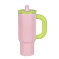 thumbnail image 1 of Termo 1.2 L Acero Inoxidable Antiderrame Popote Hermético Rosa Con Verde, 1 of 3