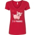 thumbnail image 3 of Inktastic I Love Piggies Cute Pig Women's V-Neck T-Shirt, 3 of 5