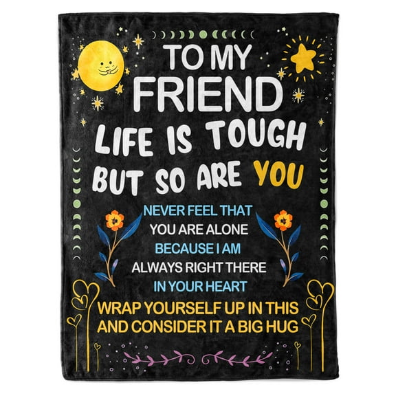 Blanket for Best Friend Birthday Gift, Friend Gifts for Women Unique, Friendship Gifts for Women Bestie, Throw Blanket 60” x 50” (Black)