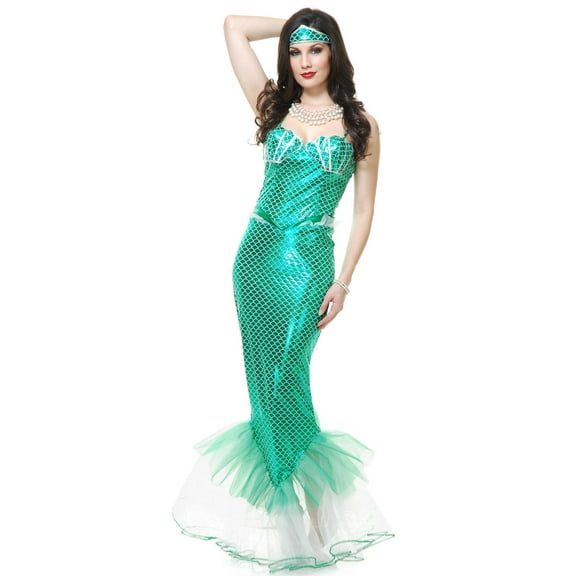 Adults Womens Sexy Tight Emerald Green Fantasy Mermaid Costume Small 5-7