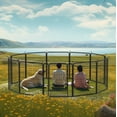 thumbnail image 5 of KAAYEE 12 Panels Dog Playpen with Door,31.7"H Pet Metal Fence Exercise Pen for Outdoor Black, 5 of 13
