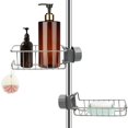 thumbnail image 1 of Juego de 2 estantes de ducha de acero inoxidable sin taladrar, estante de baño telescópico de acero inoxidable, estante de apoyo para ducha, jabonera, barra de ducha, carrito de ducha para champú JAMW Sencillez, 1 of 5