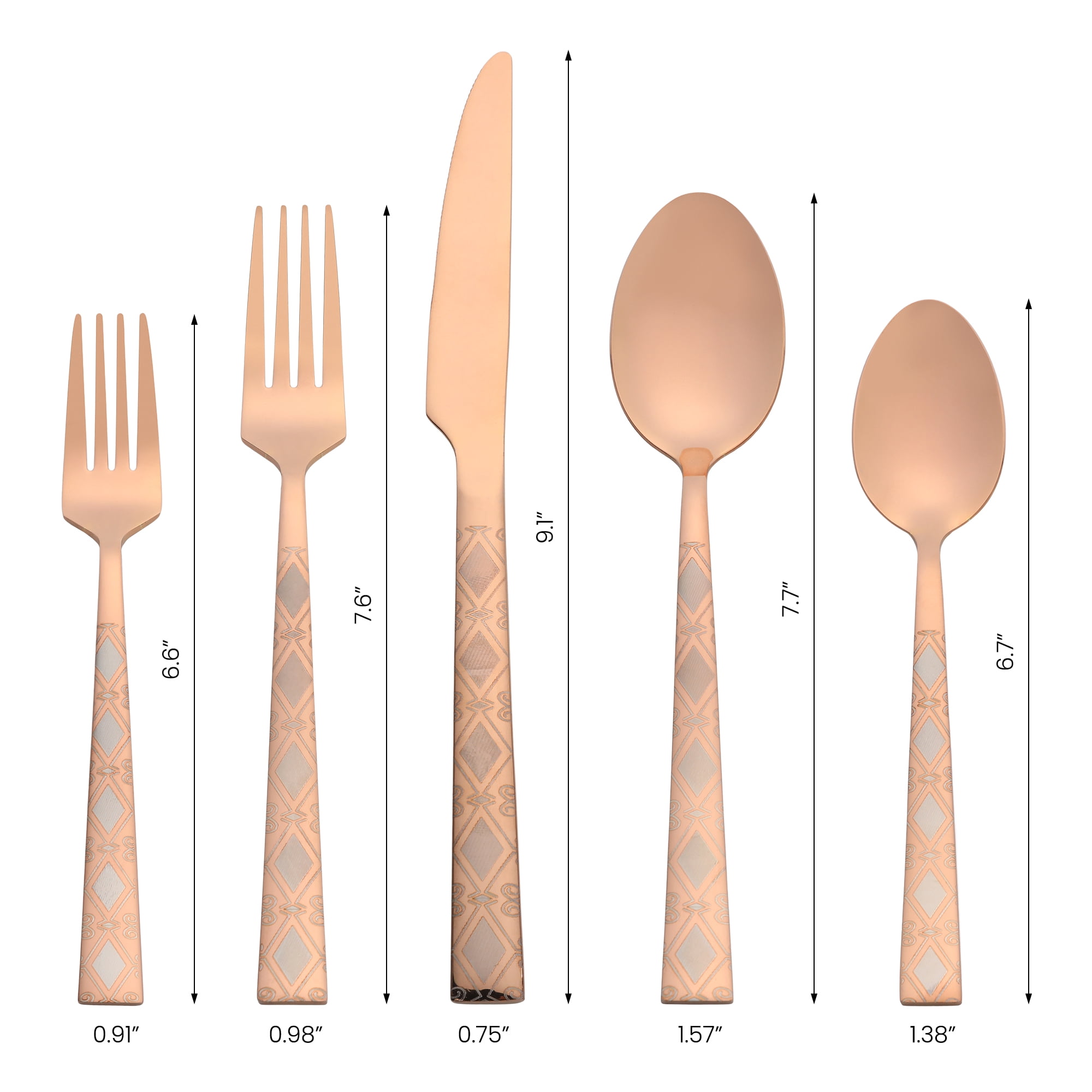 Unique Bargains 20 Piece Stainless Steel Flatware Set for 4 Vintage Cutlery Rose Gold