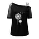 thumbnail image 3 of Gibobby Casual Playera de Manga Corta para Mujer Mujeres Impreso Hombro Tops Sexy Glitter Camisa manga corta Blusa Tops(Negro,CH), 3 of 4
