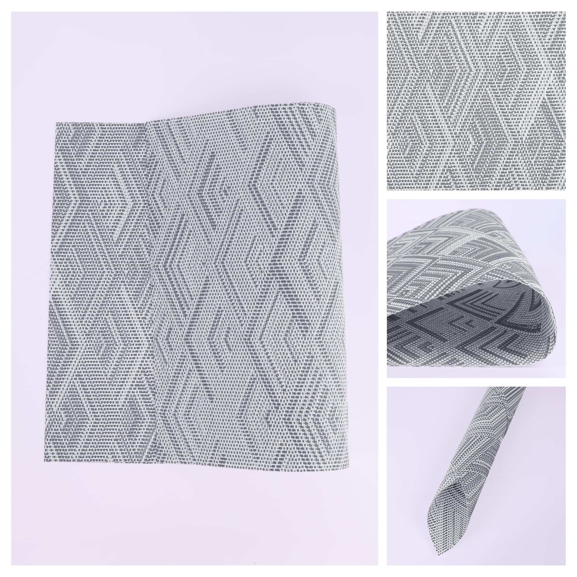 Unique Bargains Set of 8 Placemats for Dining Table Wipeable Table Mat Gray 18x12Inch