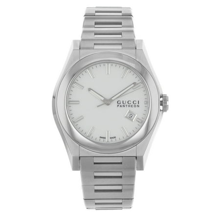 - Pre-Owned Gucci Pantheon White Sticks Dial Tonneau Steel Quartz Mens Watch YA115210