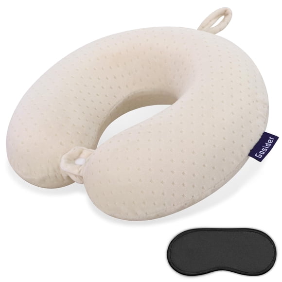 Almohada cervical de viaje Gosider de espuma viscoelástica con soporte para cuello, color beige