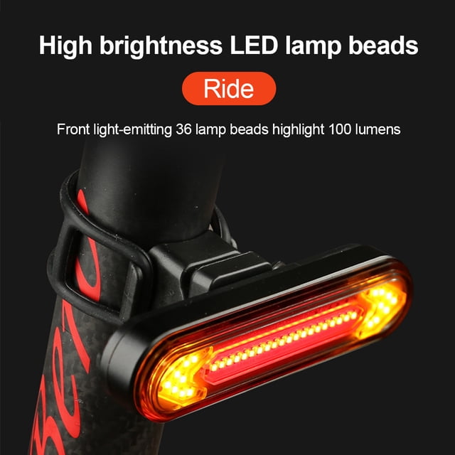 yingyy Turn Signal Light 100lm Remote Control Bicycle Taillight IPX4 Waterproof Rechargeable Bike Warning Light, Black