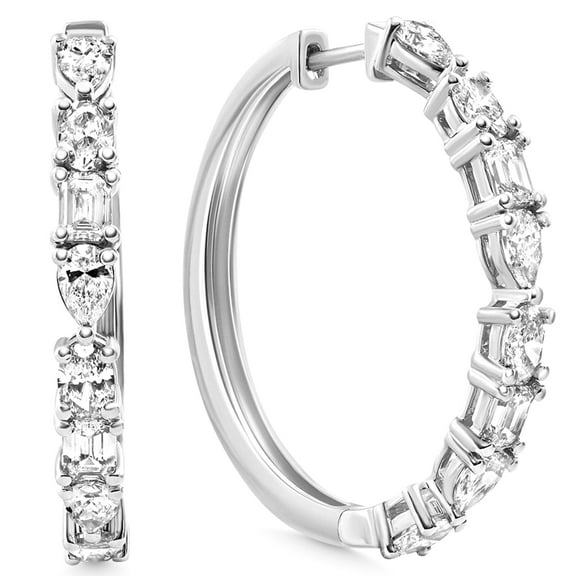 Pompeii 4.34 Ct Multi Fancy Shape Diamond Hoops 14k Gold Lab Grown Women's Earrings