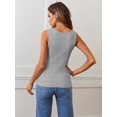 thumbnail image 5 of MEROKEETY Women's Casual Sleeveless Square Neck Ribbed Knit Cami Tank Top Grey L, 5 of 8