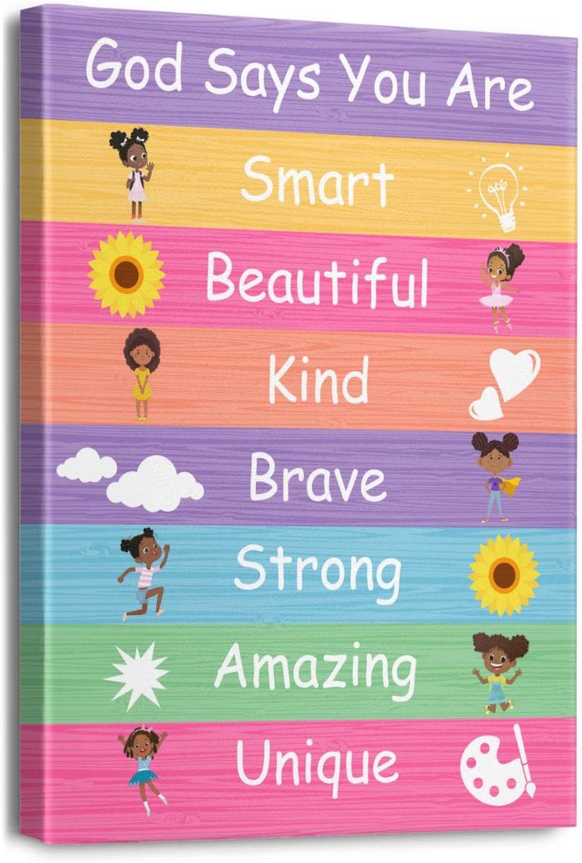 African American Wall Art Canvas Paintings for Black Girl Women Queen, Motivational Wall Decor