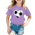 thumbnail image 3 of Yiyuu Little Girls Football Graphic Tee Summer Short Sleeve Crew Neck T Shirt, Sizes 3-13, 3 of 3