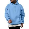 thumbnail image 2 of ZyeKqe Mens Hoodies Casual Drawstring Pullover Cotton Hooded Sweatshirts Solid Color Long Sleeve Shirts, 2 of 6