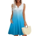 thumbnail image 2 of Vestido Corto para las Mujeres de Verano, la Impresión de la Moda de Bolsillo Botón sin Mangas Cuello en V para Casual Y Diario, 2 of 8
