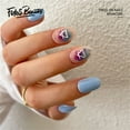 thumbnail image 1 of Fofosbeauty 24pcs Press on False Nails, Medium Fake Nails, Round Light Blue Pink Print, 1 of 8